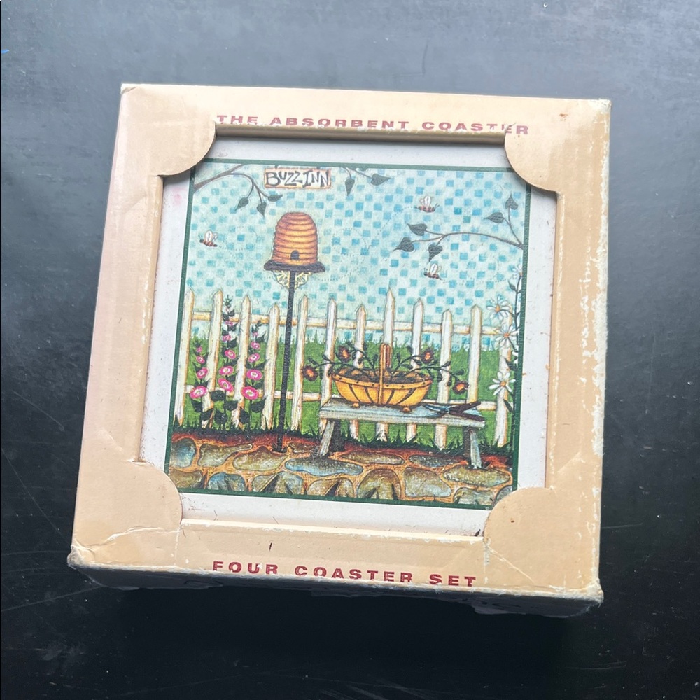 Garden Absorbent Coaster Set - Blue